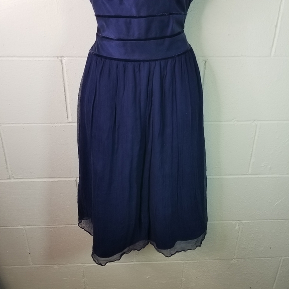 Vtg y2k does 20s blue silk retro dress - Picture 11 of 11